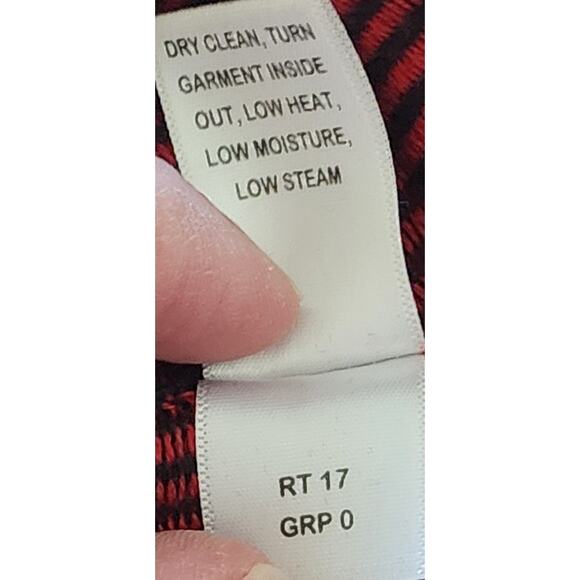 St. John Red & Black Abstract Striped Sweater, Size P - Picture 6 of 6